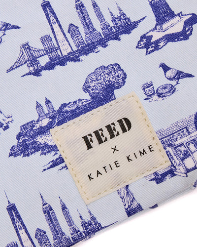 Katie Kime x FEED NYC Toile Medium Pouch Accessory Bag Light Blue Katie Kime