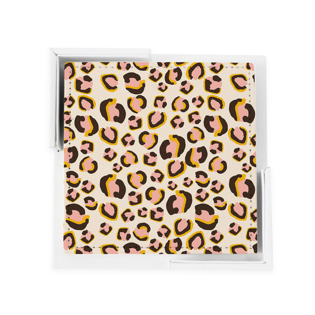 Leopard Print Coaster Set Coaster Set Tan Katie Kime