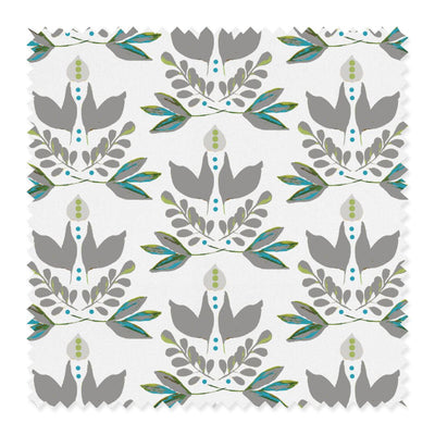 Lotus Fabric Fabric By The Yard / Linen Canvas / Grey Katie Kime