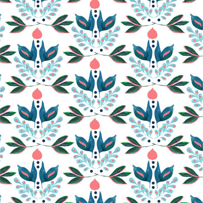 Lotus Peel & Stick Wallpaper Peel & Stick Wallpaper Blue / 24" x 144" Katie Kime