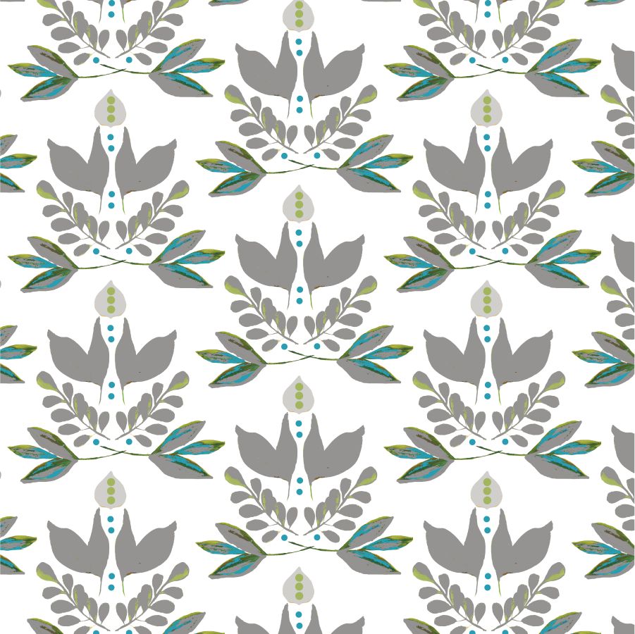 Lotus Traditional Wallpaper Wallpaper Grey / Double Roll Katie Kime