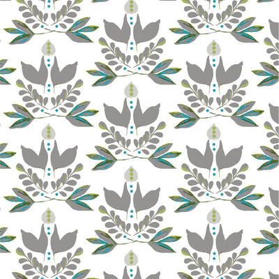 Lotus Traditional Wallpaper Wallpaper Grey / Double Roll Katie Kime