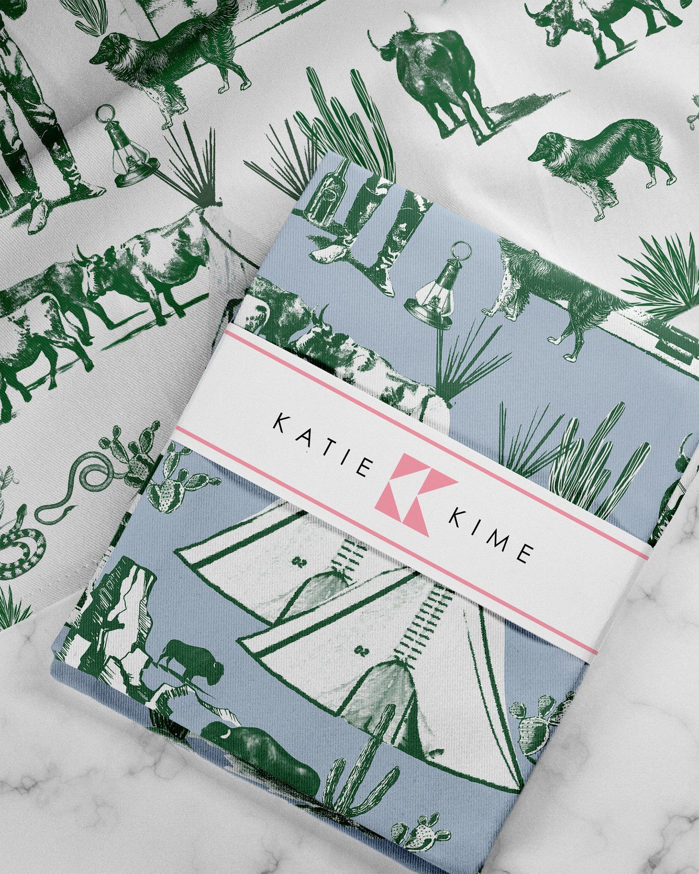 Marfa Tea Towel Set Tea Towel Blue Hunter Katie Kime