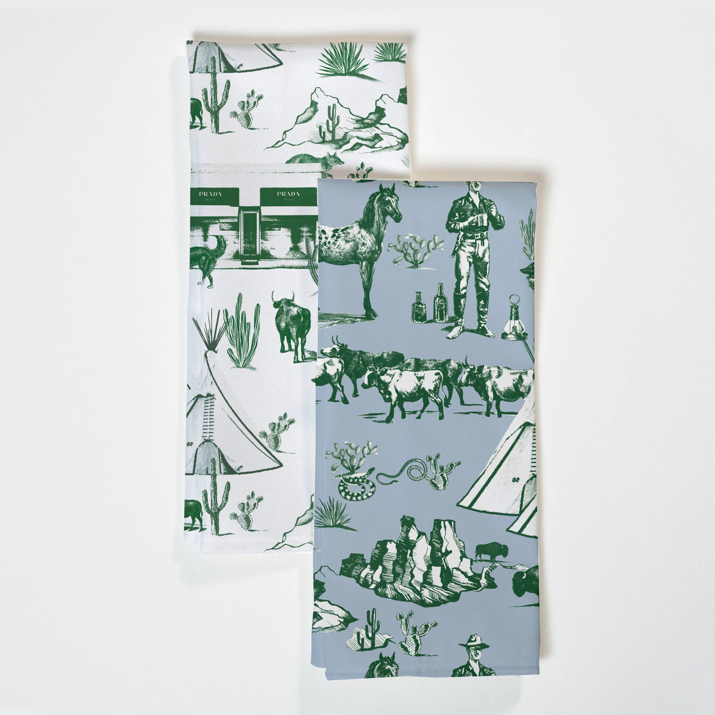 Marfa Tea Towel Set Tea Towel Blue Hunter Katie Kime