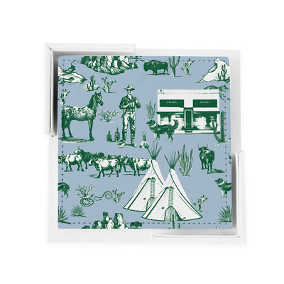 Marfa Toile Coaster Set Coaster Set Blue Hunter Katie Kime