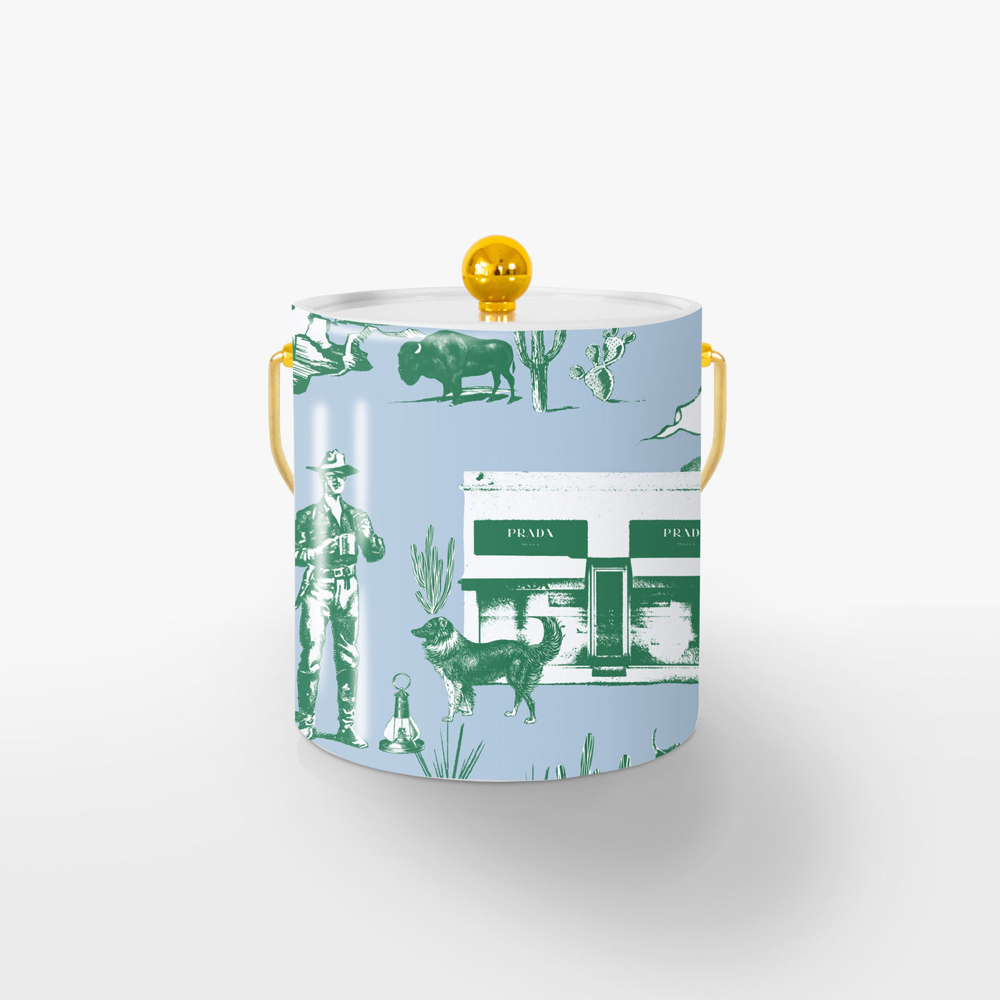 Marfa Toile Ice Bucket Ice Bucket Blue Hunter / Gold Katie Kime