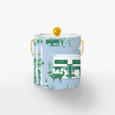 Marfa Toile Ice Bucket Ice Bucket Blue Hunter / Gold Katie Kime