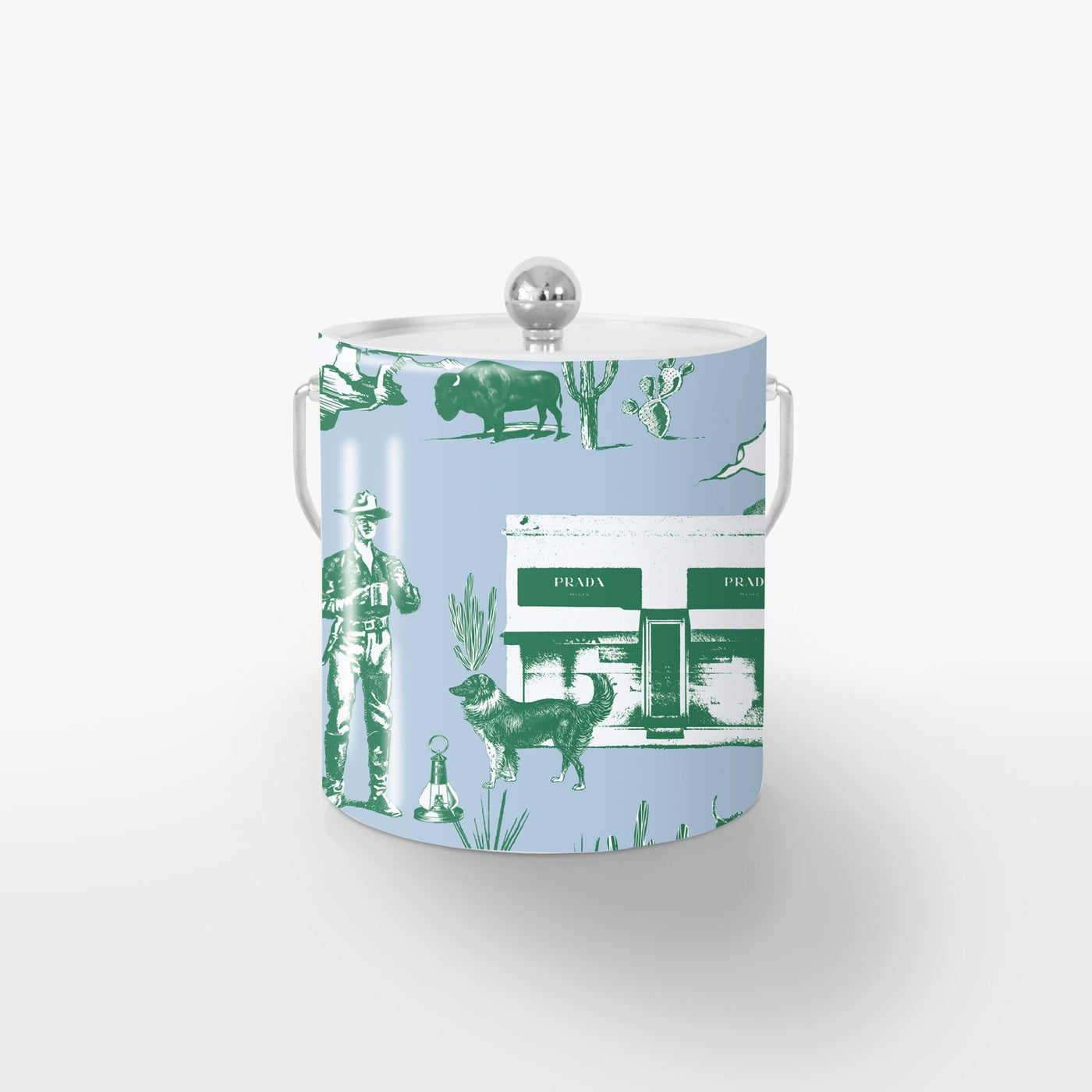 Marfa Toile Ice Bucket Ice Bucket Blue Hunter / Silver Katie Kime