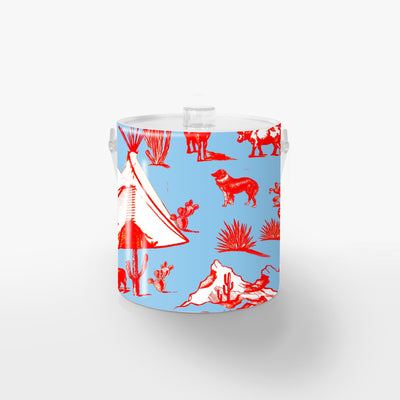 Ice Bucket Blue Red / Lucite Marfa Toile Ice Bucket#color_blue-red Katie Kime