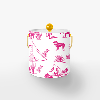Marfa Toile Ice Bucket Ice Bucket Pink / Gold Katie Kime