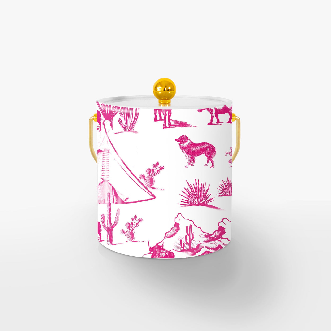 Marfa Toile Ice Bucket Ice Bucket Pink / Gold Katie Kime