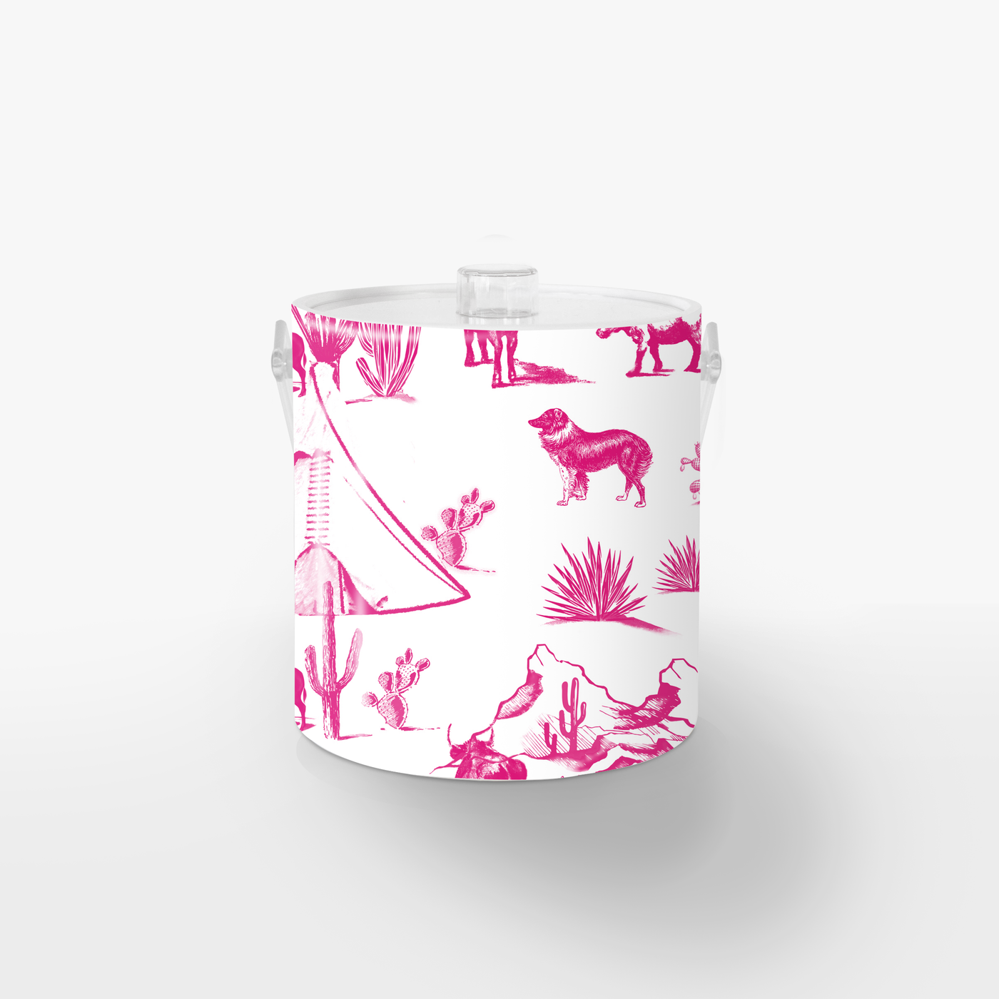 Marfa Toile Ice Bucket Ice Bucket Pink / Lucite Katie Kime