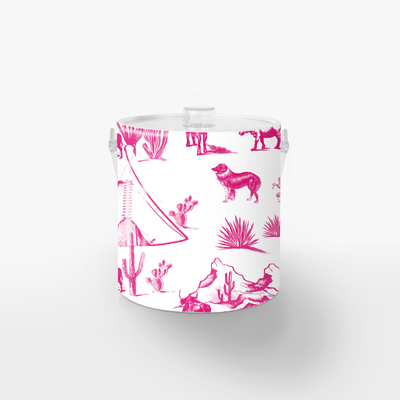 Marfa Toile Ice Bucket Ice Bucket Pink / Lucite Katie Kime