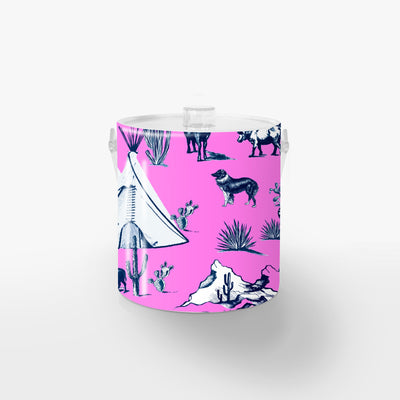 Marfa Toile Ice Bucket Ice Bucket Pink Navy / Lucite Katie Kime