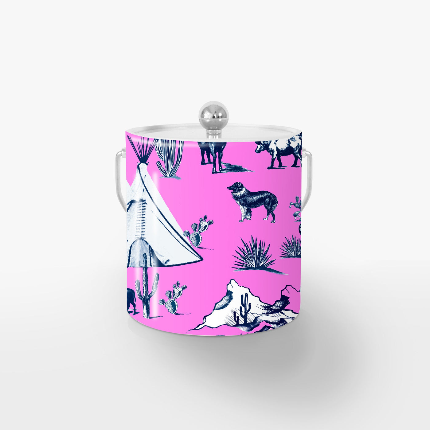 Ice Bucket Pink Navy / Silver Marfa Toile Ice Bucket#color_pink-navy Katie Kime