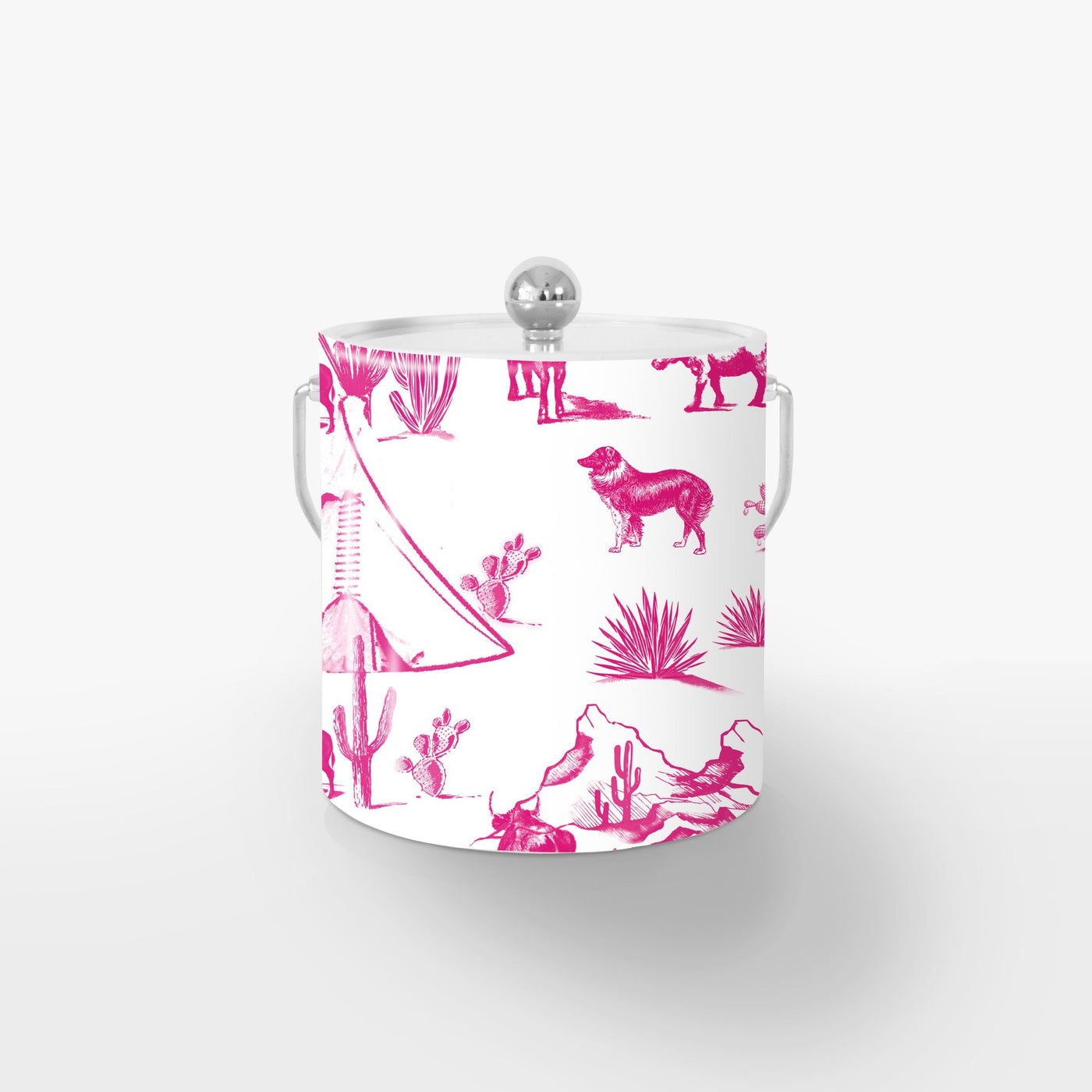 Marfa Toile Ice Bucket Ice Bucket Pink / Silver Katie Kime