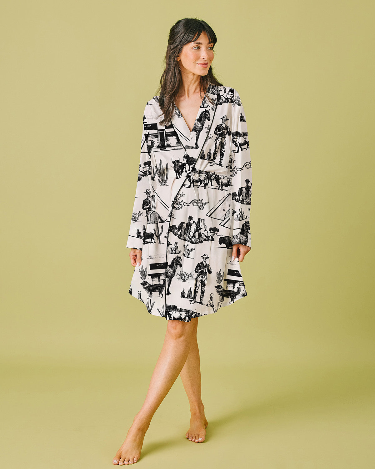 Marfa Toile Lounge Robe Robe Black / One Size Fits Most Katie Kime