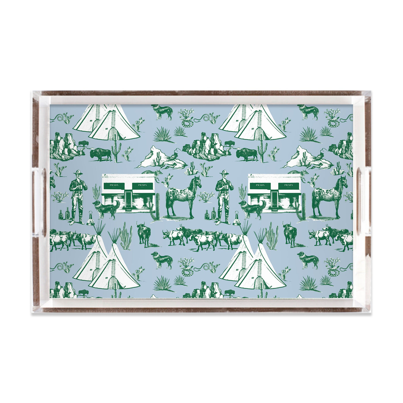 Marfa Toile Lucite Tray Lucite Trays Blue Hunter / 11x17 Katie Kime