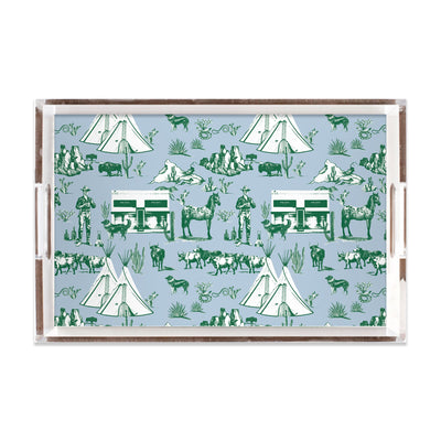 Marfa Toile Lucite Tray Lucite Trays Blue Hunter / 11x17 Katie Kime