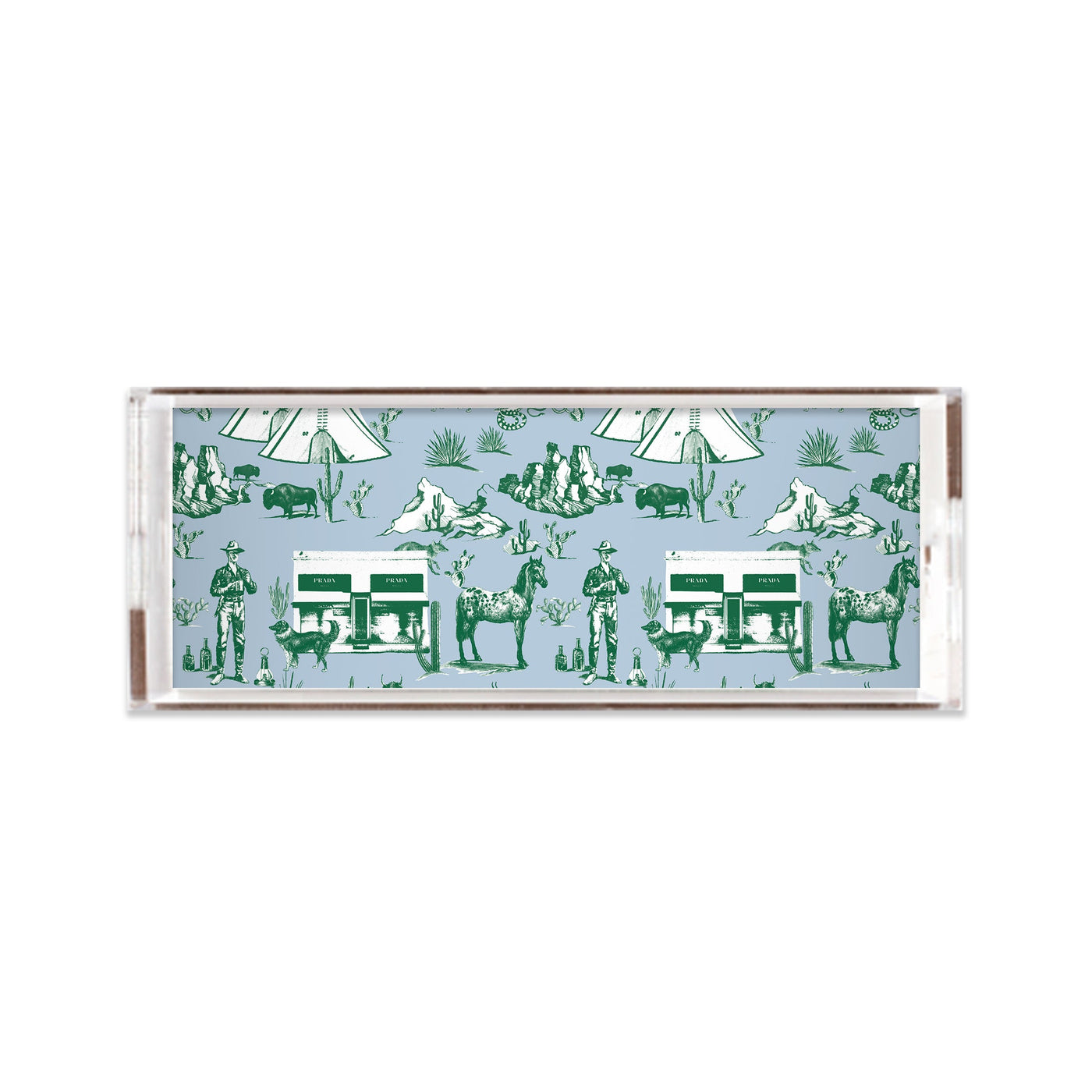 Marfa Toile Lucite Tray Lucite Trays Blue Hunter / 11x4 Katie Kime