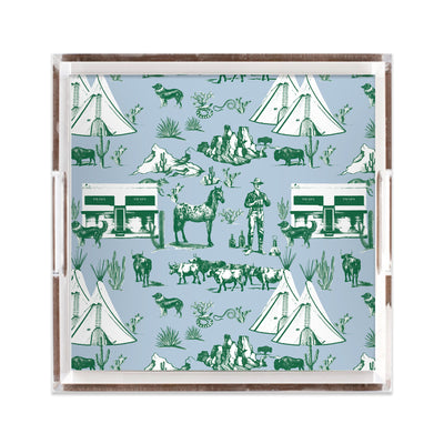 Marfa Toile Lucite Tray Lucite Trays Blue Hunter / 12x12 Katie Kime