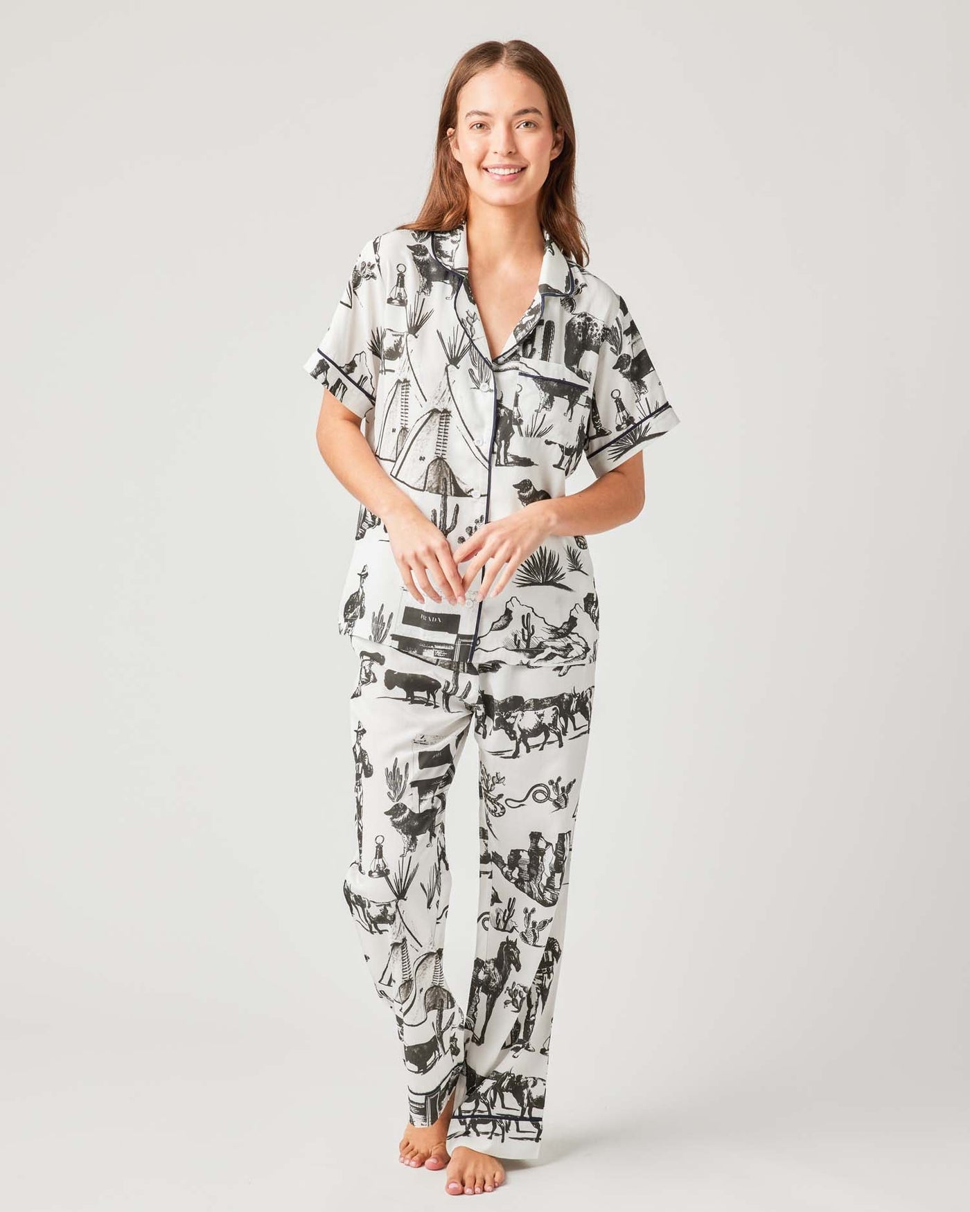 Pajama Set Black / XXS Marfa Toile Pajama Pants Set Katie Kime