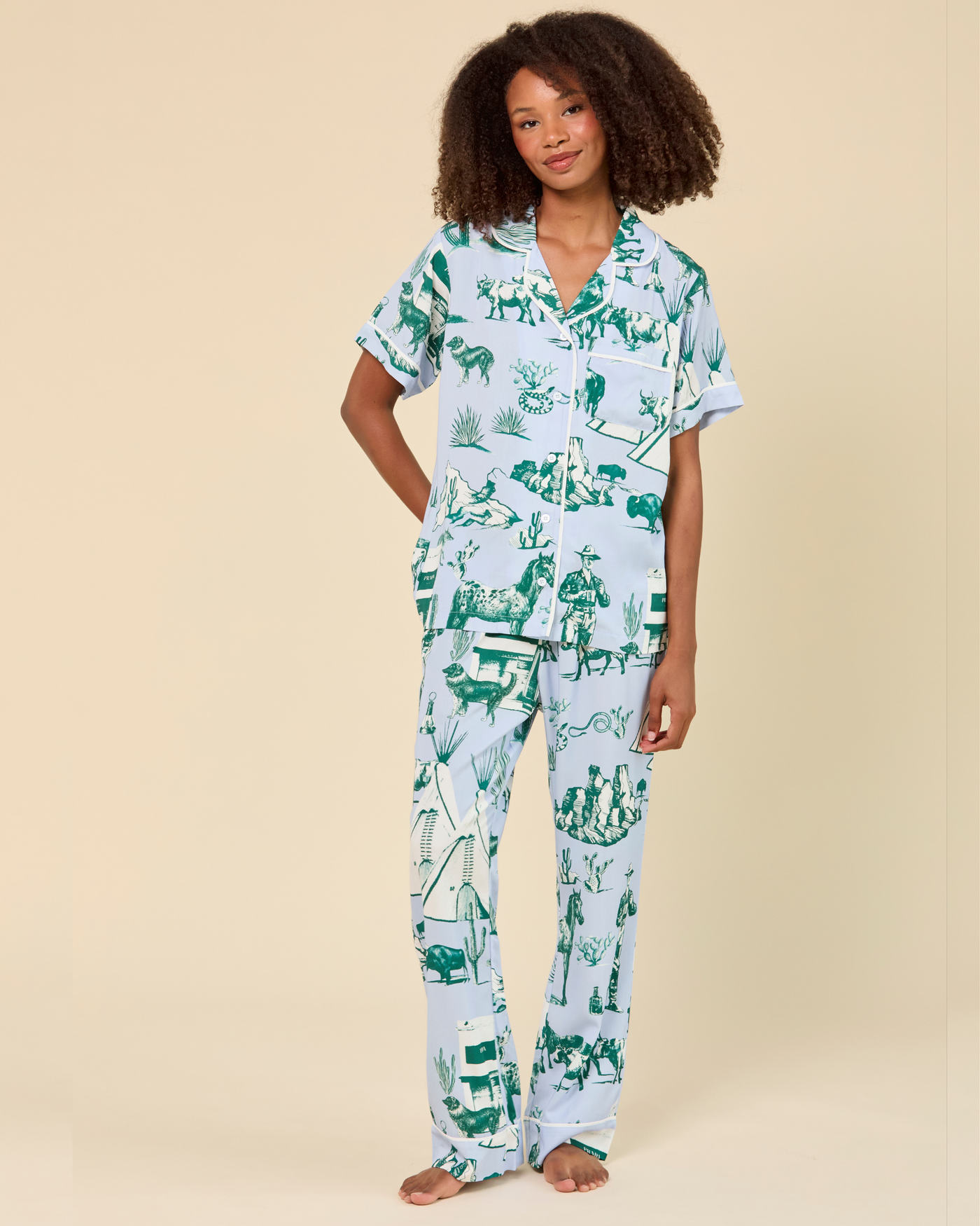 Marfa Toile Pajama Pants Set Pajama Set Katie Kime