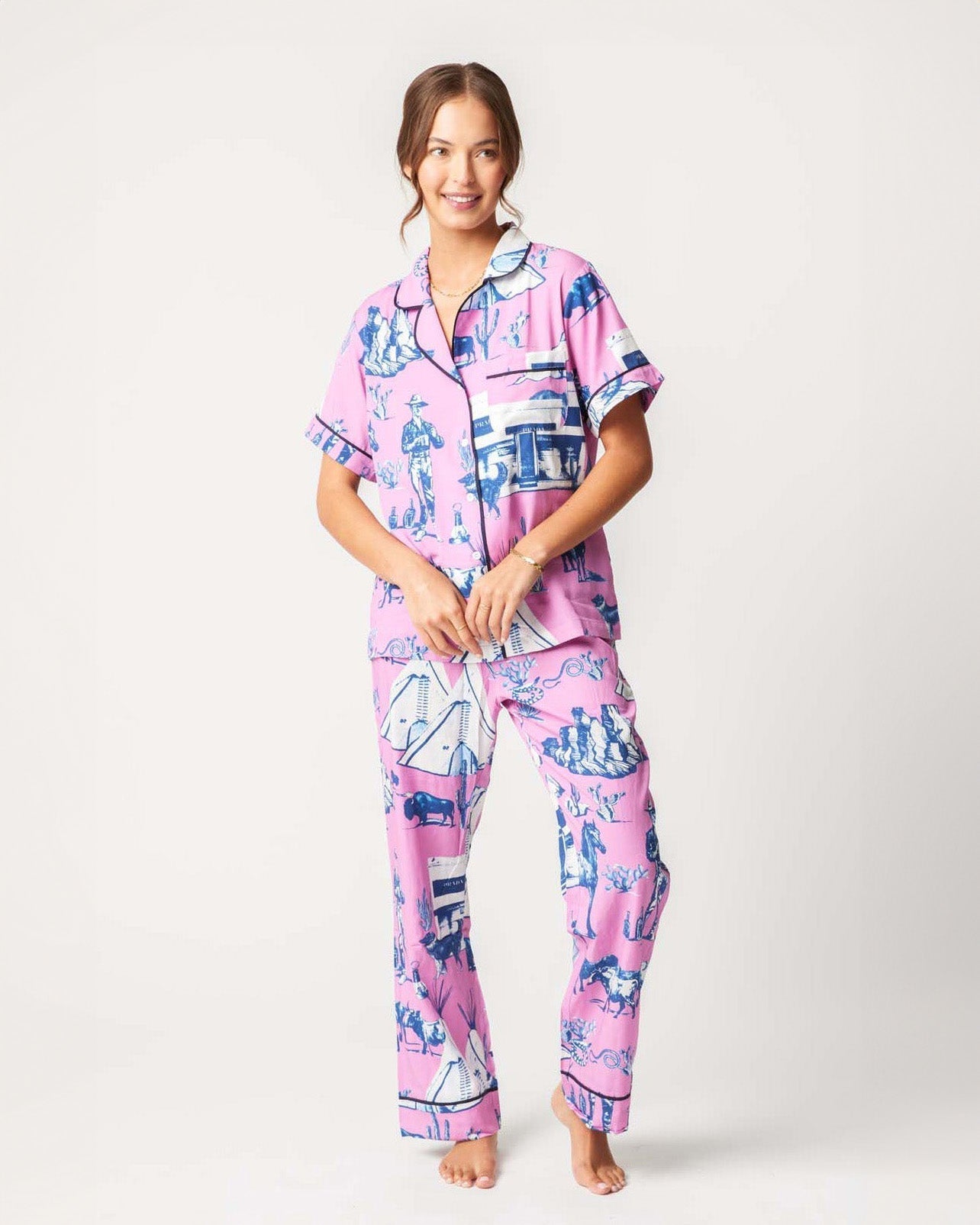 Marfa Toile Pajama Pants Set Pajama Set Katie Kime