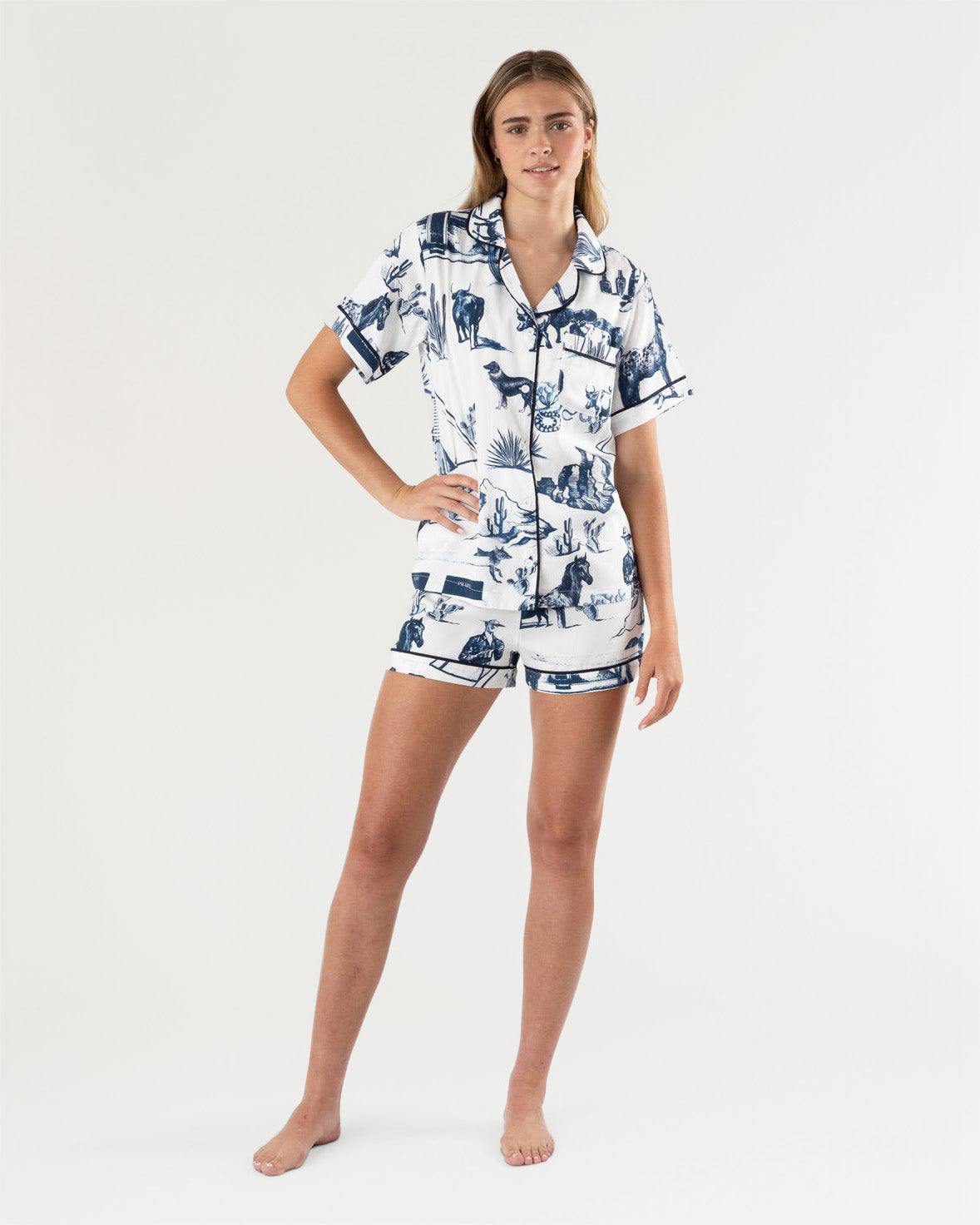 Marfa Toile Pajama Set Pajama Set Navy / XXS / Shorts Katie Kime