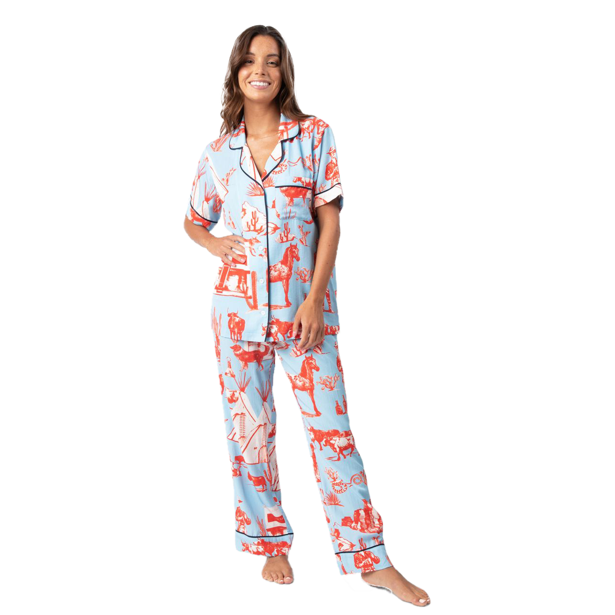 Marfa Toile Pajama Set Pajama Set Pants / Blue Red / XXS Katie Kime