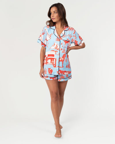 Marfa Toile Pajama Set Pajama Set Shorts / Blue Red / XXS Katie Kime