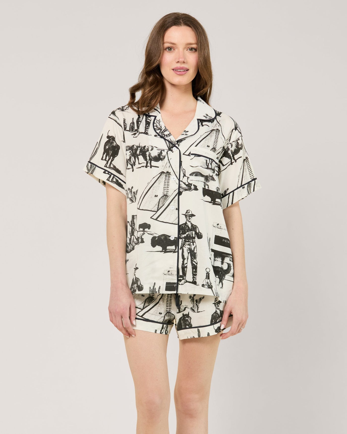 Marfa Toile Pajama Shorts Set Pajama Set Black / XXS Katie Kime