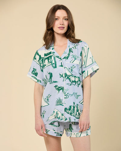 Marfa Toile Pajama Shorts Set Pajama Set Blue Hunter / XS Katie Kime