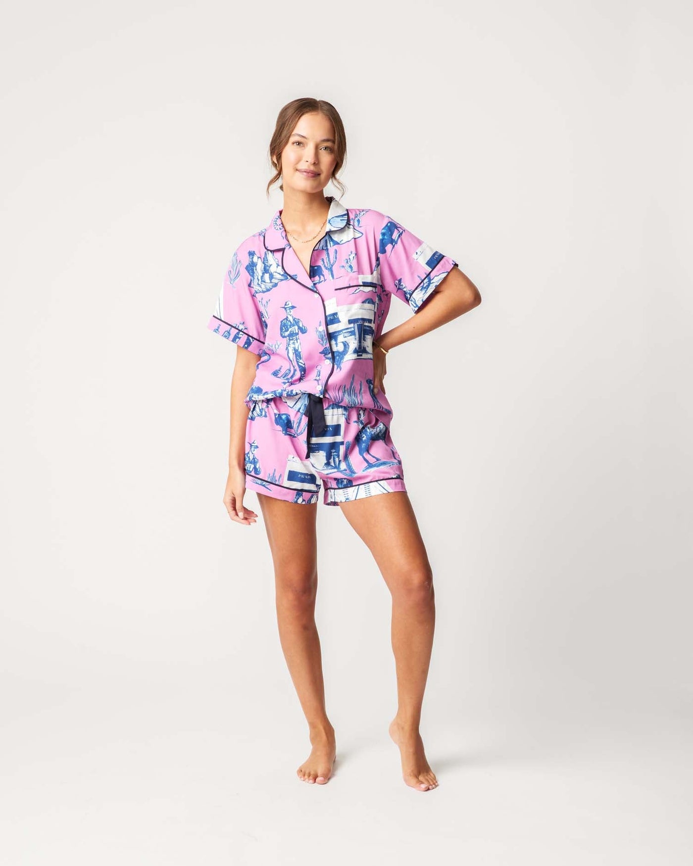 Marfa Toile Pajama Shorts Set Pajama Set Katie Kime