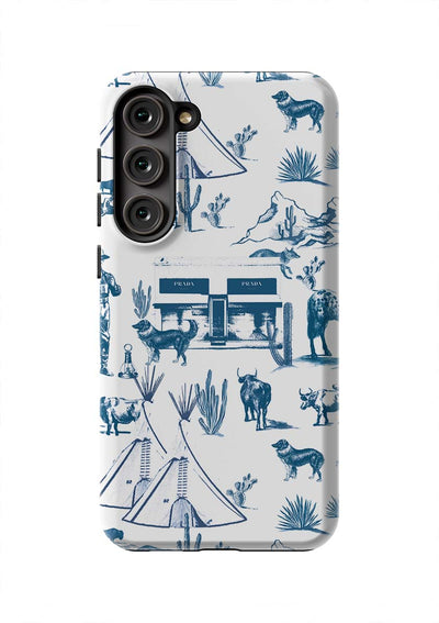 Marfa Toile Samsung Phone Case Phone Case Galaxy S23 Plus / Tough / Navy Katie Kime
