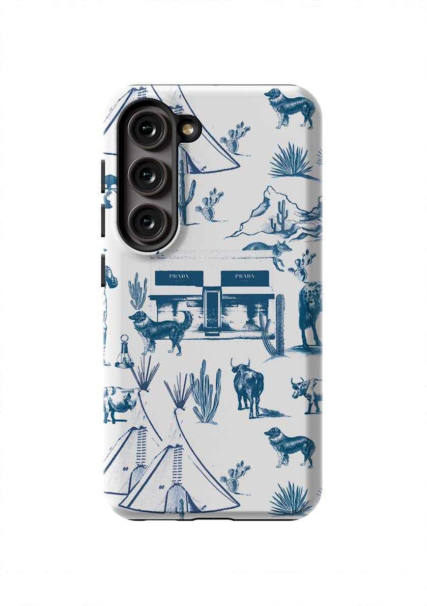 Marfa Toile Samsung Phone Case Phone Case Galaxy S23 / Tough / Navy Katie Kime