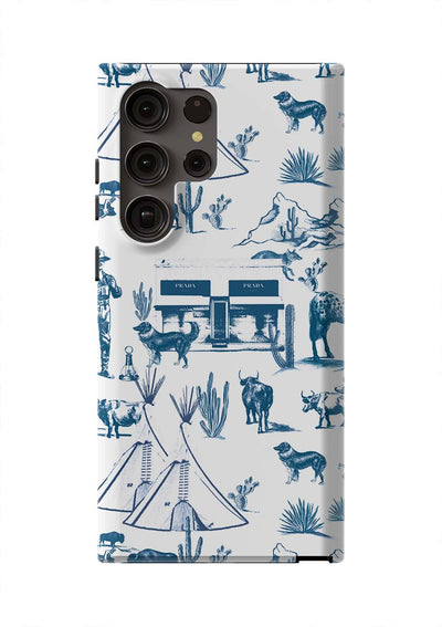 Marfa Toile Samsung Phone Case Phone Case Galaxy S23 Ultra / Tough / Navy Katie Kime