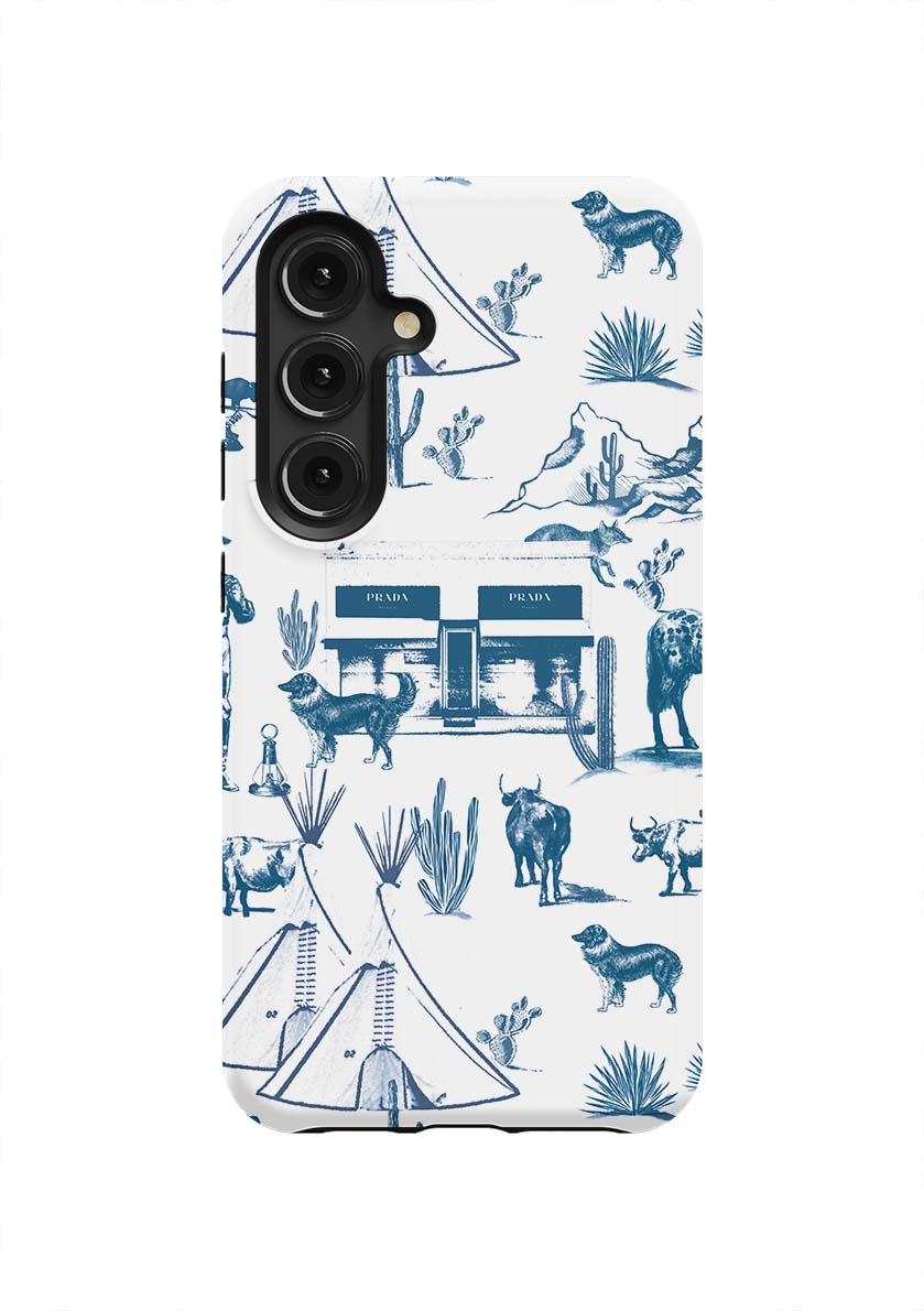Marfa Toile Samsung Phone Case Phone Case Galaxy S24 / Tough / Navy Katie Kime