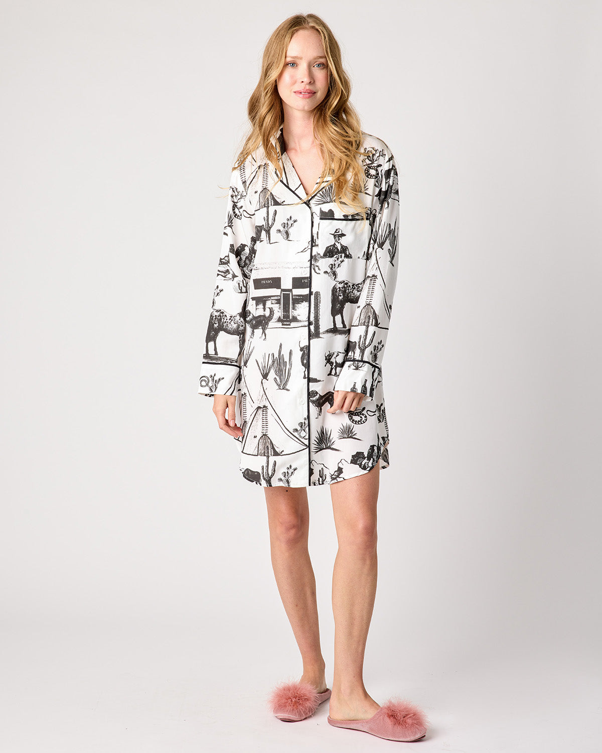 Marfa Toile Sleep Shirt Sleep Shirt Black / XS Katie Kime