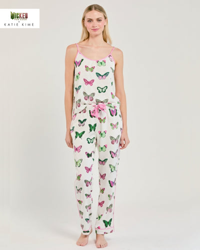 Mariposa Cami Pants Set Pajama Set Pink Green / XS Katie Kime