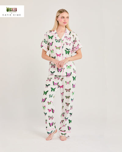 Mariposa Pajama Pants Set Pajama Set Pink Green / XS Katie Kime