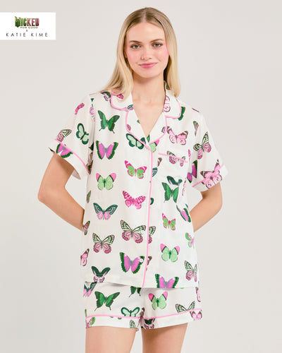 Mariposa Pajama Shorts Set Pajama Set Pink Green / XS Katie Kime