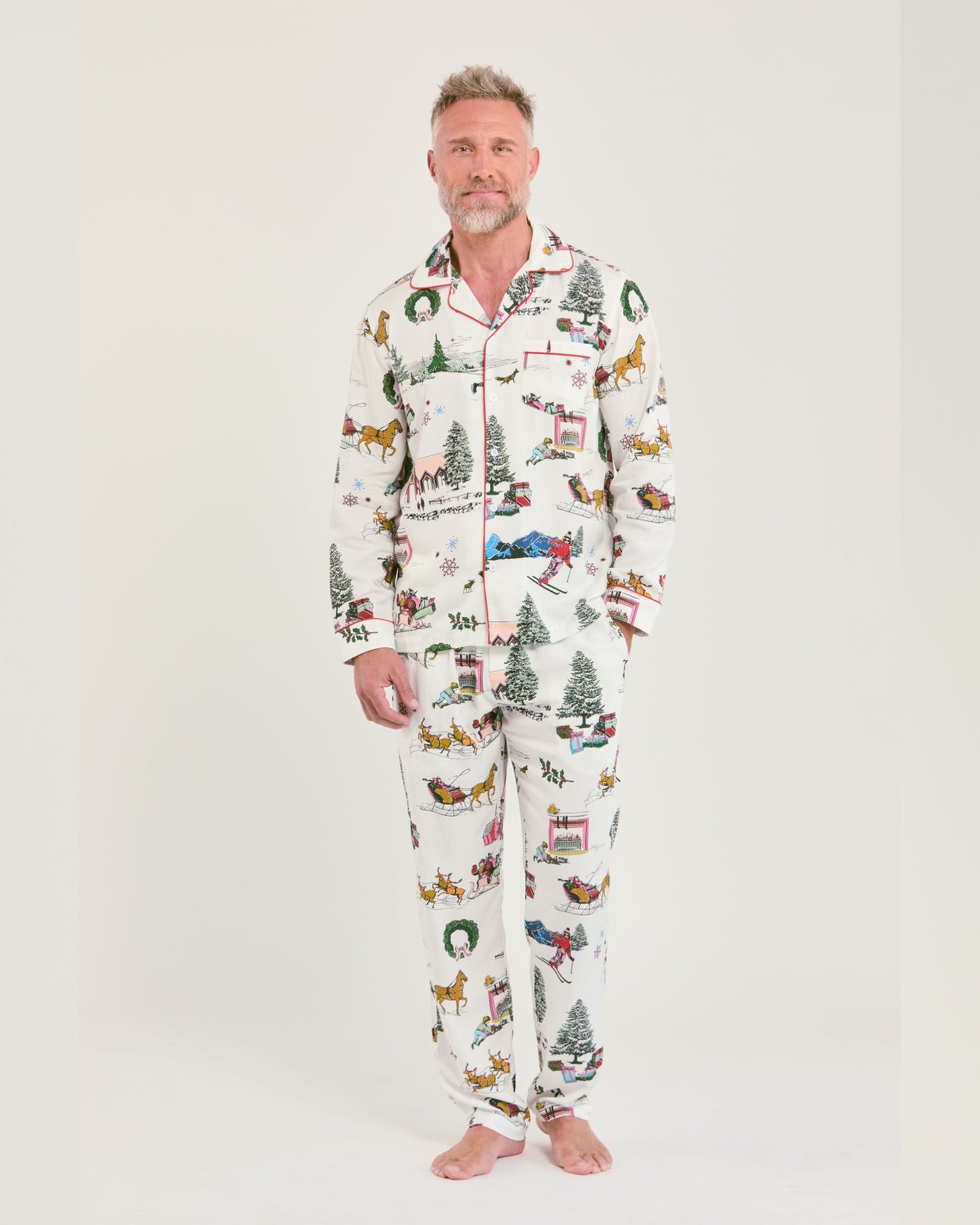 Men's Holiday Toile Pajama Pants Set Pajama Set Katie Kime