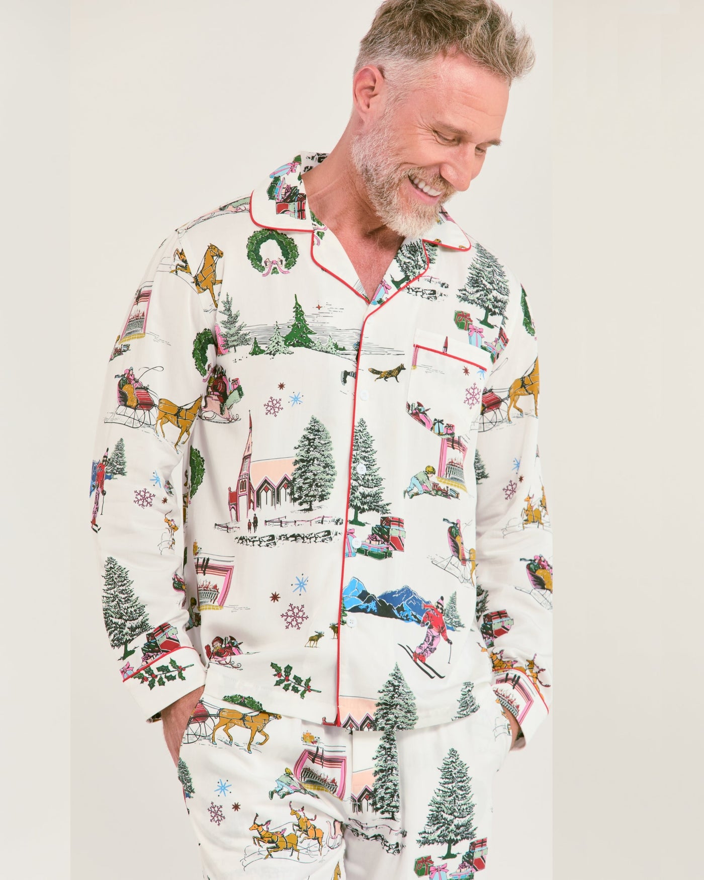 Men's Holiday Toile Pajama Pants Set Pajama Set Katie Kime