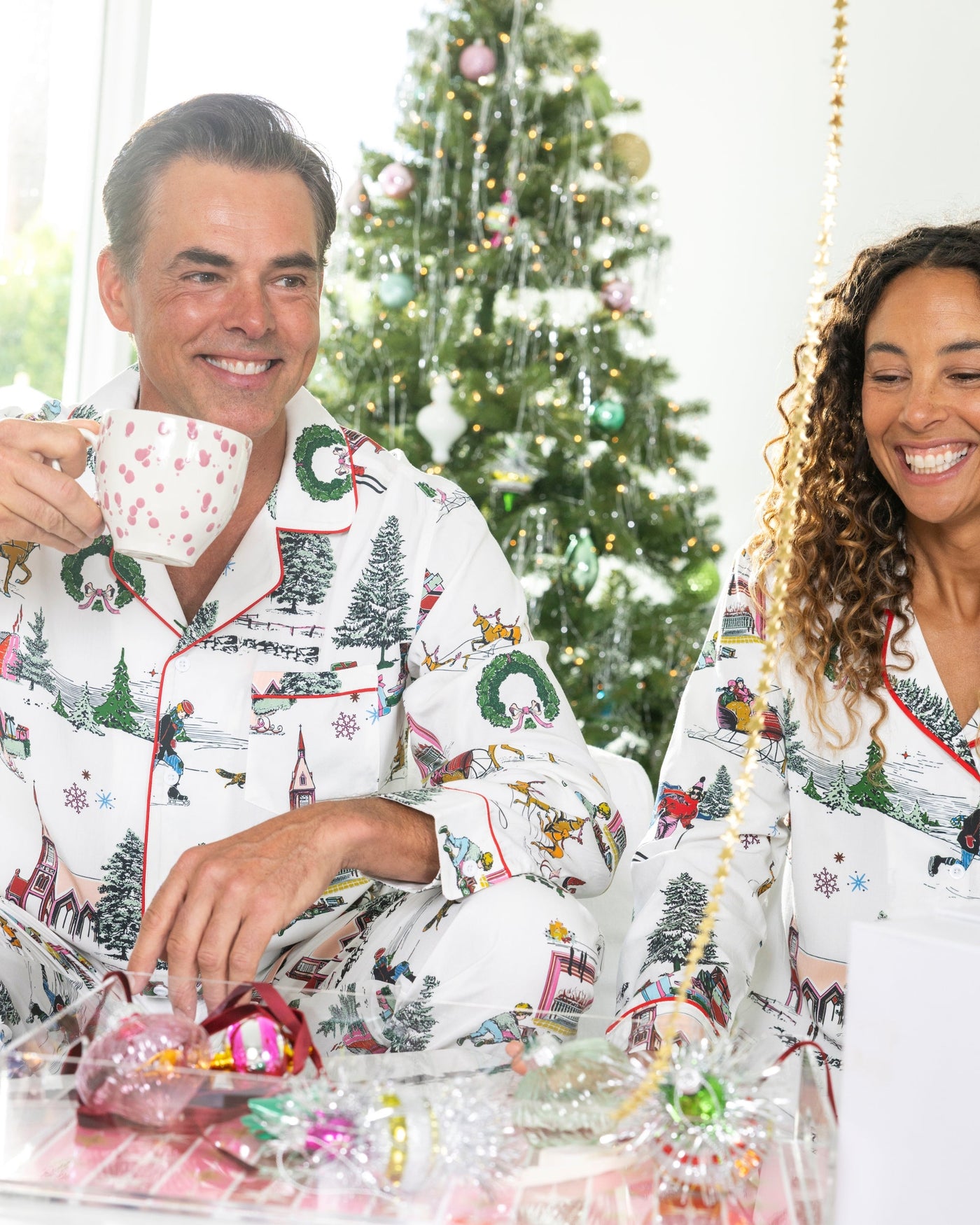 Men's Holiday Toile Pajama Pants Set Pajama Set Katie Kime