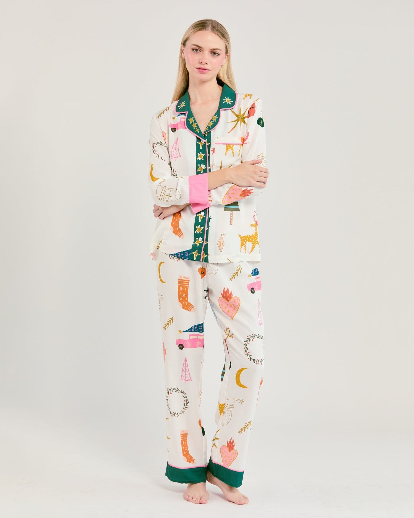 Mod Holiday Long Sleeve Pajama Pants Set Pajama Set Katie Kime