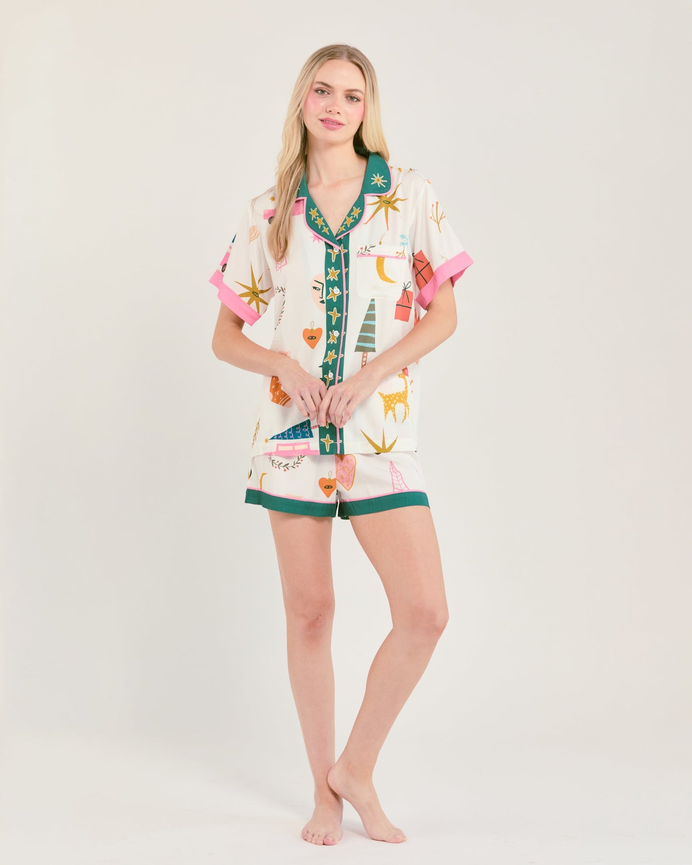Mod Holiday Pajama Shorts Set Pajama Set Katie Kime