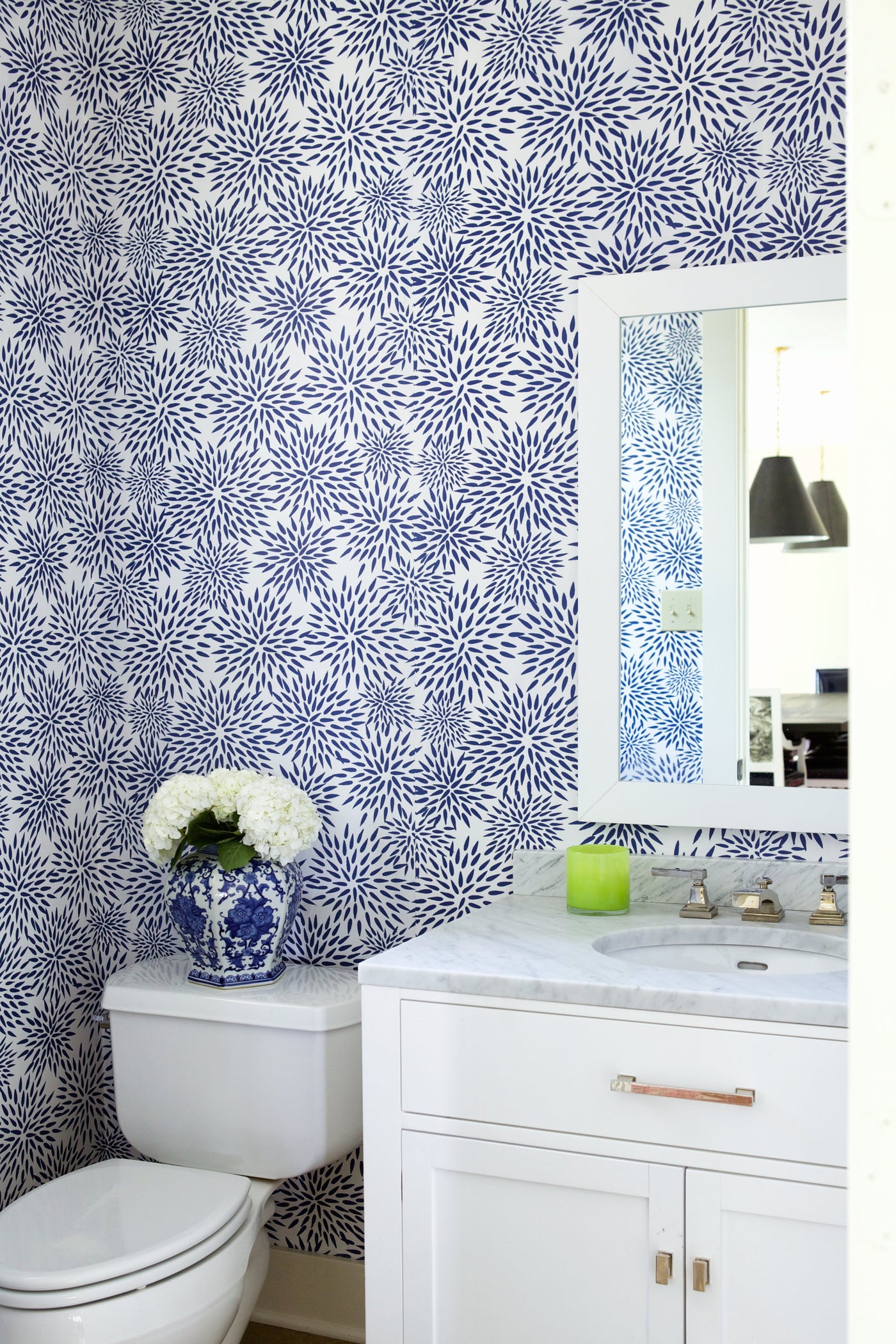 Mums The Word Peel & Stick Wallpaper Peel & Stick Wallpaper Navy / Large Sample Katie Kime