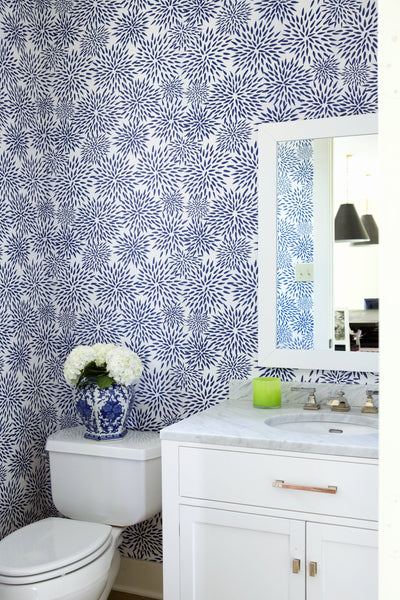 Mums The Word Peel & Stick Wallpaper Peel & Stick Wallpaper Navy / Large Sample Katie Kime