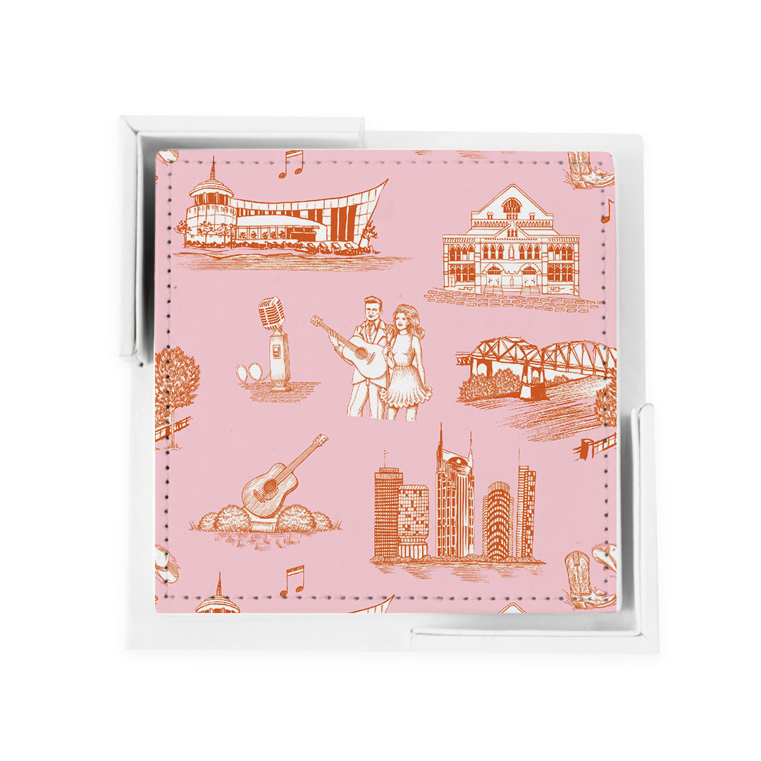 Nashville Toile Coaster Set Coaster Set Orange Pink Katie Kime